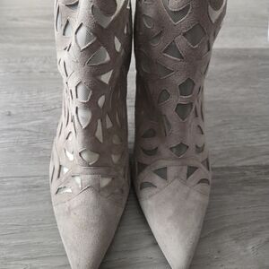 Stuart Weitzman Gray Cutout Heeled Boots